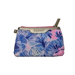 Lilly Pulitzer Blue Coral Print Coin Purse ID Wallet  Preppy Beachy Cute Coastal